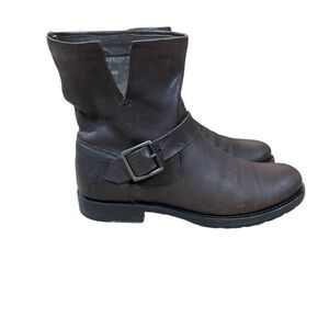 Frye Brown Leather Ankle Boots Buckle Moto Engineer Women’s size 7